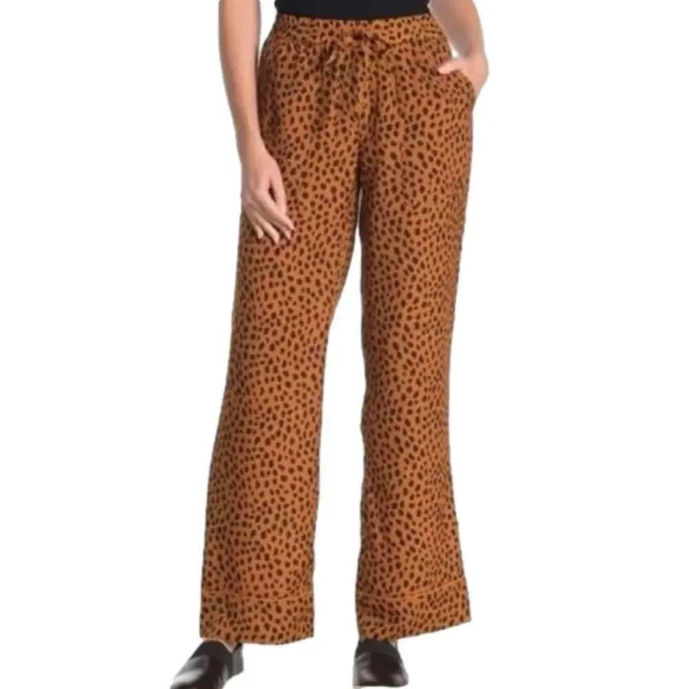 Joie Daltona‎ Drawstring Wide Leg Cheetah Print Pants Pockets size XS